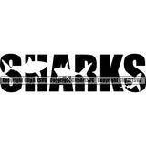 Wildlife Aggressive Fishing Attack Animal Shark Negative Graphics Art Vector Black Text Word Typography Lettering Logo Symbol Clipart SVG