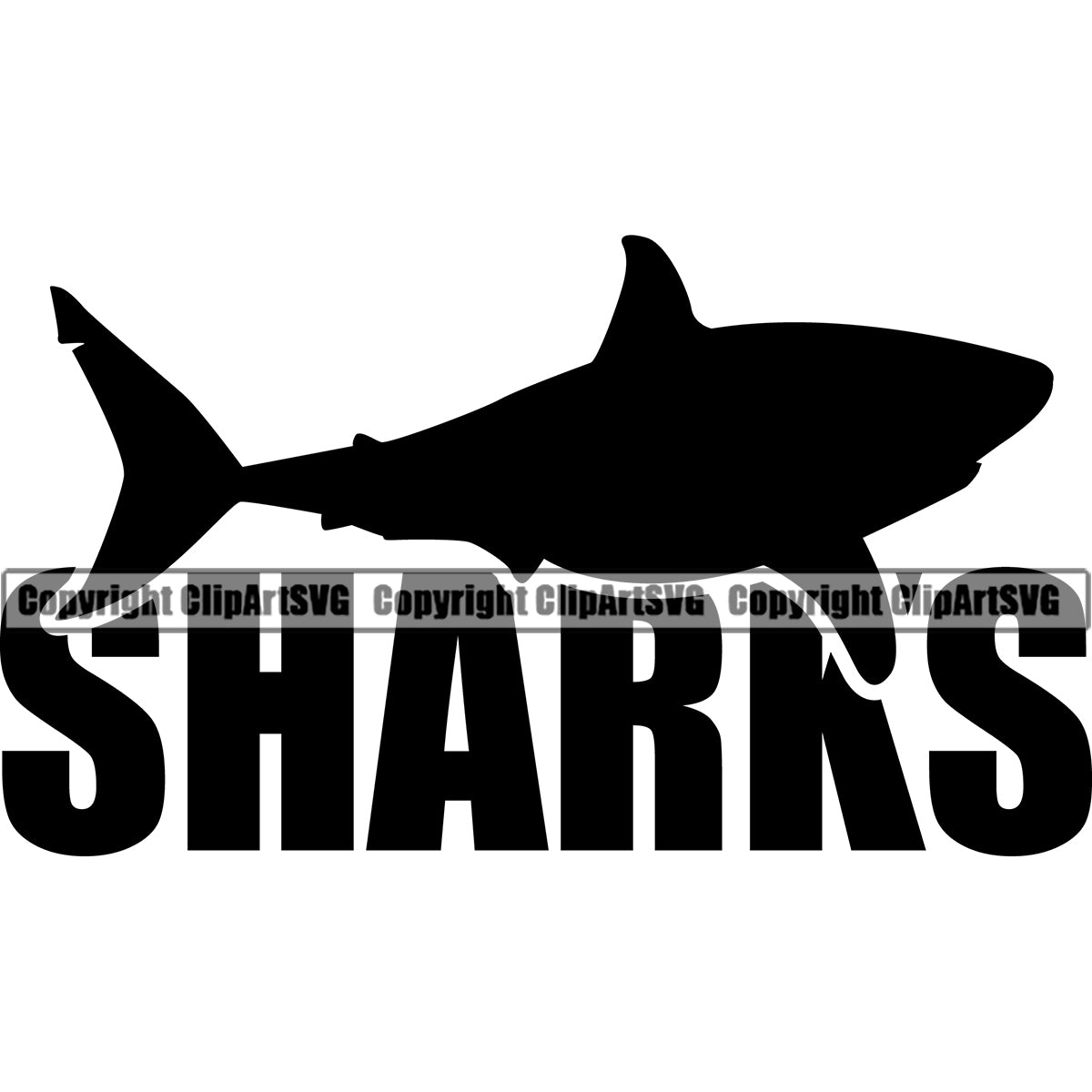 Underwater Angry Character Aquatic Animal Black Shark With Text Vector ...