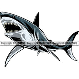 Underwater Angry Marine Art Animal Attacking Mode Shark Vector Sports Team Mascot Game Fantasy eSport Emblem Color Logo Symbol Clipart SVG