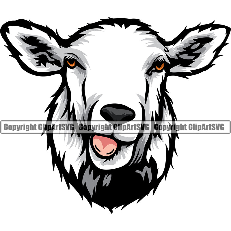 Sheep Sheeps Lamb Head Face Profile Farm Livestock Funny Animal Stick Tongue Out Zoo Mutton Art Design Logo Black Silhouette Symbol Clipart SVG