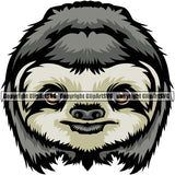 Sloth Sloths Head Face Two Three Toe Slow Moving Wild Animal Nature Wildlife Forrest Mammal Zoo Design Logo Color Symbol Clipart SVG