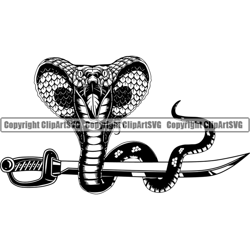 Cobra Sword Snake Animal Head Reptile Wildlife Wild Animal Cobras Zoo Mascot Viper Python Design Art Logo Design Logo Clipart SVG
