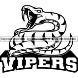 Viper Snake Reptile Pet Mascot School Team Sport eSport Game Emblem Sign Badge Art Icon Animal Vipers Snakes Label Text Design Full Logo Clipart SVG