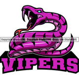 Viper Snake Reptile Pet Mascot School Team Sport eSport Game Emblem Sign Badge Art Icon Animal Vipers Snakes Label Text Design Full Color Logo Clipart SVG