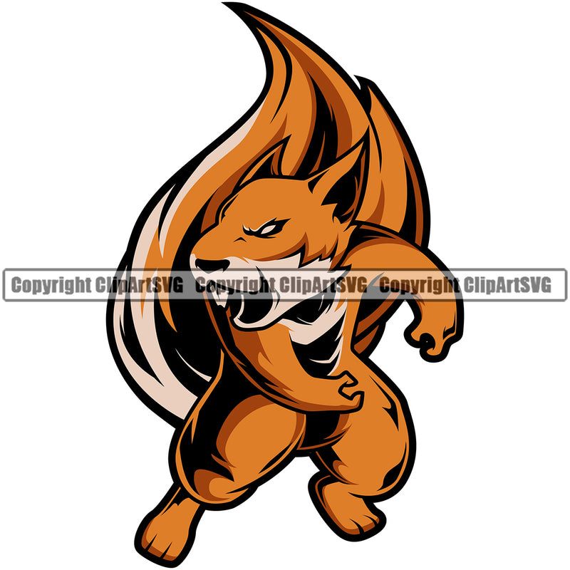 Squirrel Rodent Tree Ground Mascot School Team Sport eSport Game Emblem Sign Full Animal Squirrels Body Badge Icon Label Text Design Color Logo Clipart SVG