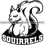 Squirrel Rodent Tree Ground Mascot School Team Sport eSport Game Emblem Sign Animal Squirrels Body Badge Icon Label Text Design Full Logo Clipart SVG
