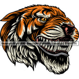 Tiger Mascot Growl Growling Angry School Team Animal Tigers Head Face Sport eSport Game Art Icon Label Text Design Logo Clipart SVG