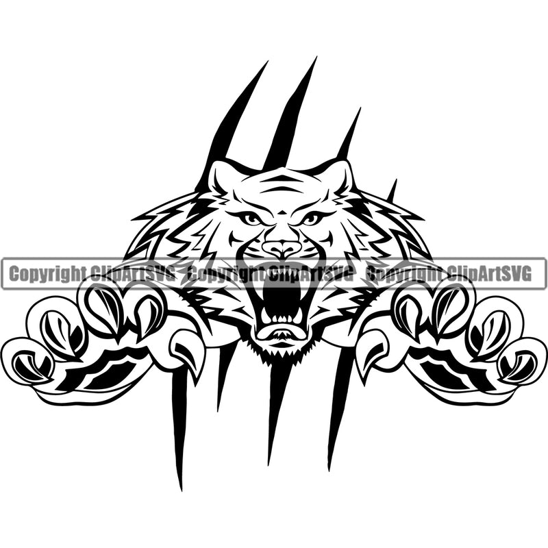 Wild Animal Tiger Angry Head Jumping Sports Team Mascot Game Fantasy eSport Emblem Logo Symbol Clipart SVG