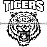 Wildlife Hunter Animal Tigers Text With Angry Head Sports Team Mascot Game Fantasy eSport Emblem Logo Symbol Clipart SVG
