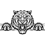 Wildcat Big Jungle Tiger Peeking Peek-A-Boo Sports Team Mascot Game Fantasy eSport Emblem Logo Symbol Clipart SVG