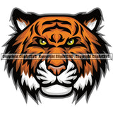 Wildcat Aggressive Animal Tigers Vector Art Head Face Sports Team Mascot Game Fantasy eSport Emblem Color Logo Symbol Clipart SVG