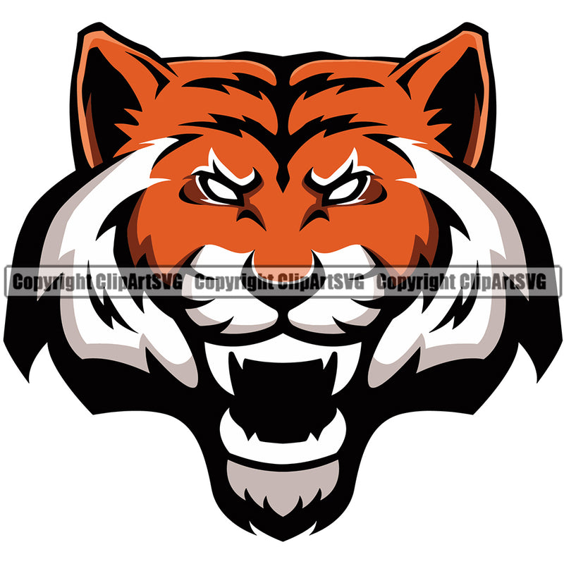 Wildcat Jungle Circus Animal Tiger Vector Creative Art Angry Head Face Sports Team Mascot Game Fantasy eSport Emblem Color Logo Symbol Clipart SVG