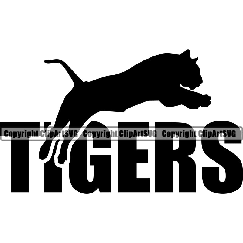 Tiger Mascot School Team Animal Tigers Head Face Sport eSport Game Sign Club Badge Art Icon Label Silhouette Text Design Full Logo  Clipart SVG