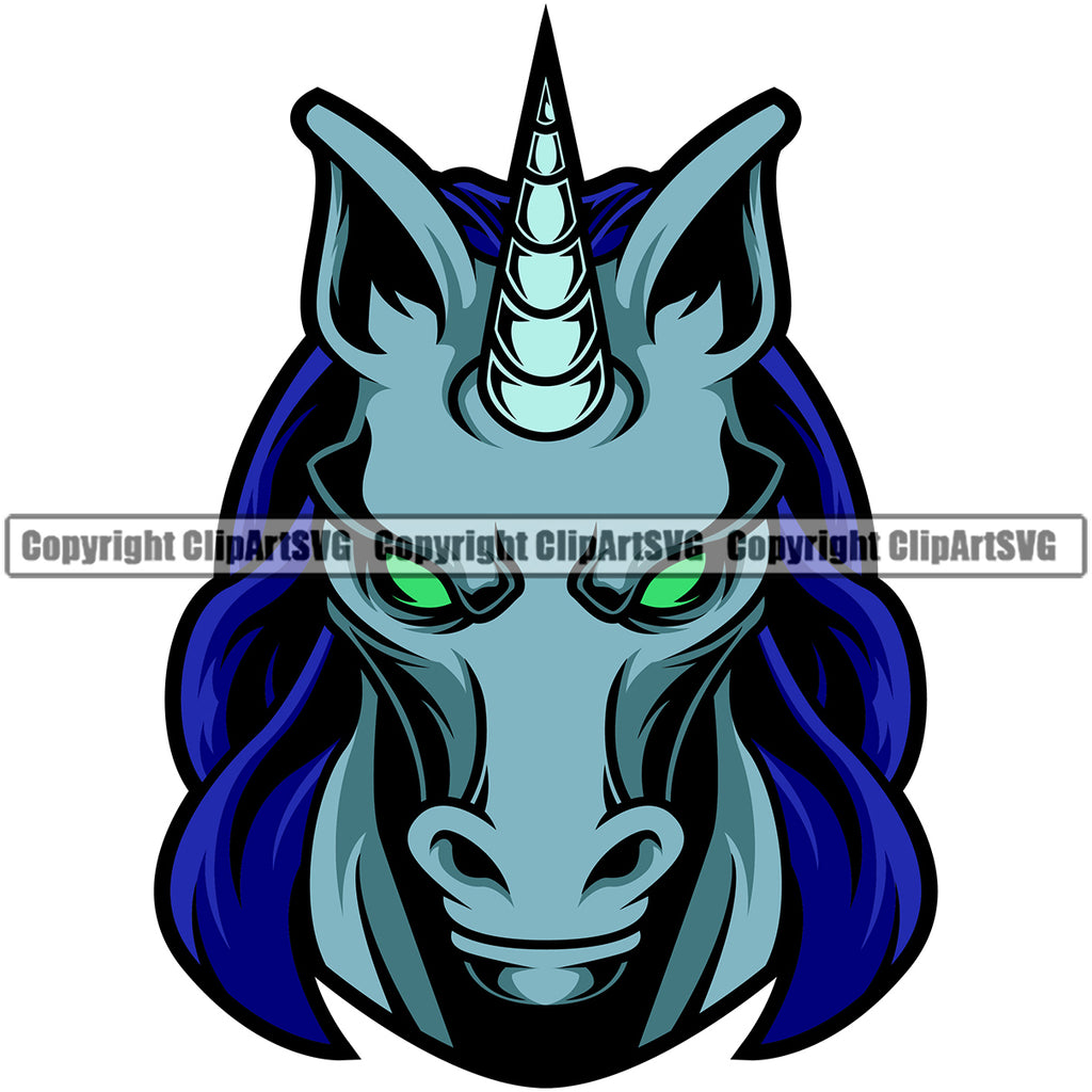 Unicorns Sports Team Mascot Game Fantasy eSport Unicorn Blue Animal Vector Symbol Design ClipArt SVG