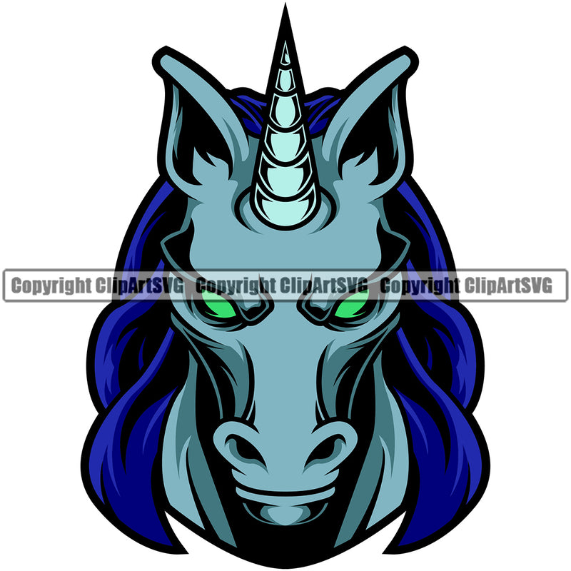 Unicorns Sports Team Mascot Game Fantasy eSport Unicorn Blue Animal Vector Symbol Design ClipArt SVG