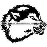 Angry Wolf Face Side View Sports Team Mascot Game Fantasy eSport Wolves Black and White Animal Vector Symbol Design ClipArt SVG