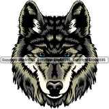 Blue Eyes Wolf Face Sports Team Mascot Game Fantasy eSport Wolves Animal Vector Symbol Design ClipArt SVG