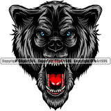 Blue Eyes Wolf Angry Face Sports Team Mascot Game Fantasy eSport Wolves Animal Open Mouth Red Tongue Vector Symbol Design ClipArt SVG