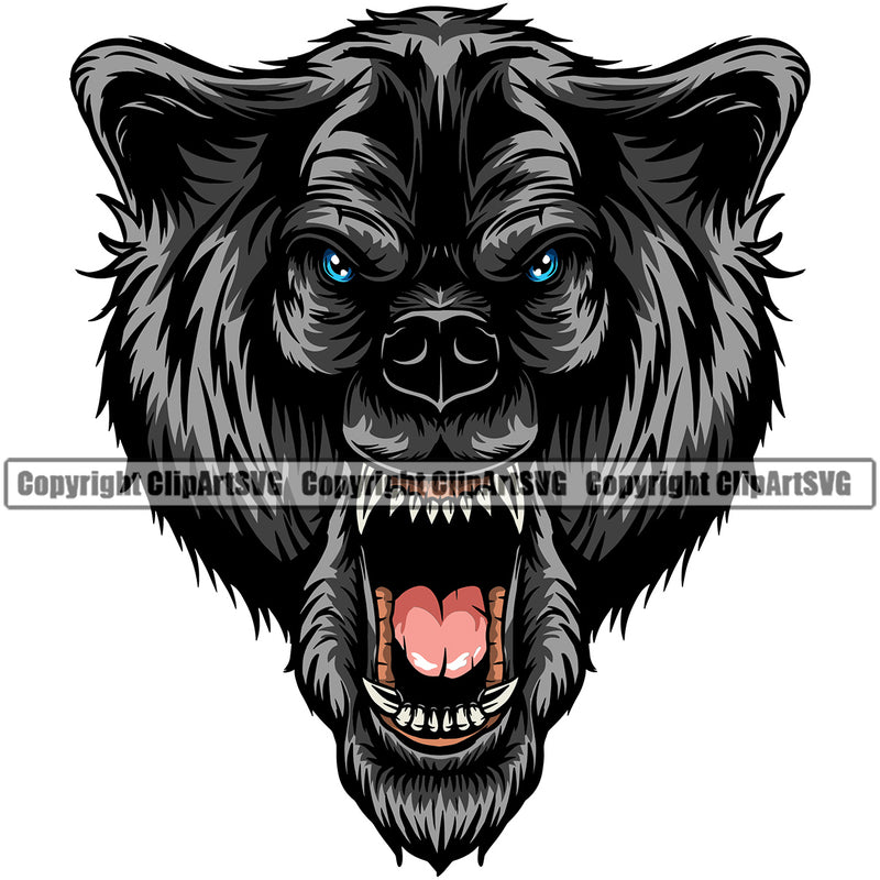 Blue Eyes Wolf Angry Face Sports Team Mascot Game Fantasy eSport Wolves Animal Open Mouth Vector Symbol Design ClipArt SVG