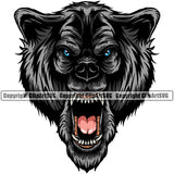 Blue Eyes Wolf Angry Face Sports Team Mascot Game Fantasy eSport Wolves Animal Open Mouth Vector Symbol Design ClipArt SVG