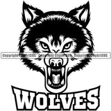 Wolves Angry Face Scary Horror Teeth  Sports Team Mascot Game Fantasy eSport Wolf Animal Open Mouth Symbol Design ClipArt SVG