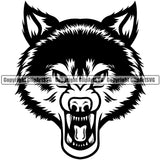 Wolf Angry Face Scary Horror Teeth Sports Team Mascot Game Fantasy eSport Wolves Animal Open Mouth Vector Symbol Design ClipArt SVG
