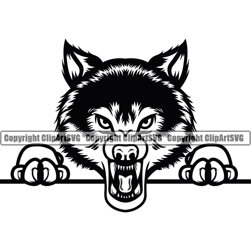Wolf Angry Face Scary Horror Teeth Arms Claws Sports Team Mascot Game Fantasy eSport Wolves Animal Open Mouth Vector Symbol Design ClipArt SVG