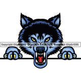 Wolf Angry Blue Face Scary Horror Teeth Arms Claws Sports Team Mascot Game Fantasy eSport Wolves Animal Open Mouth Vector Symbol Design ClipArt SVG