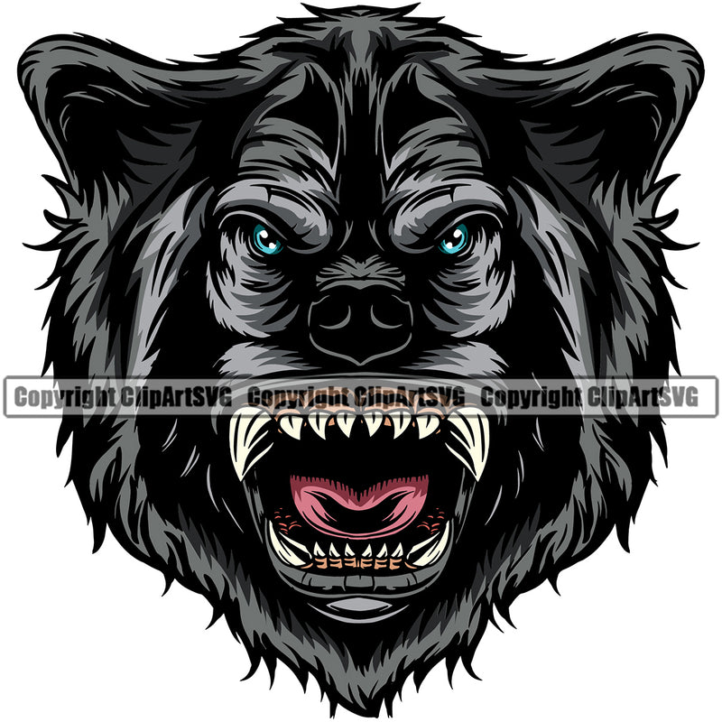 Wolf Angry Face Blue Eyes Long Sharp Horror Teeth Sports Team Mascot Game Fantasy eSport Wolves Animal Open Mouth Vector Symbol Design ClipArt SVG