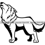 Wolf Howl Mascot Game Fantasy eSport Howling Wolves Animal Black And White Vector Symbol Design ClipArt SVG