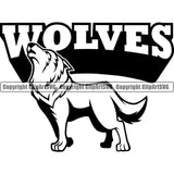 Wolves Howl Mascot Game Fantasy eSport Howling Wolf Animal Black And White Vector Symbol Design ClipArt SVG
