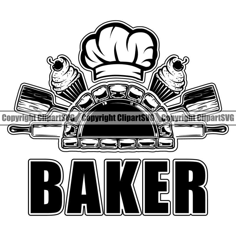 Baker Baking Bake Cook Cooking Cooker Pastry Food Kitchen Fire Brick Oven Pizza Pizzeria Profession Uniform Design Element Gourmet Restaurant Chef Art Logo Clipart SVG