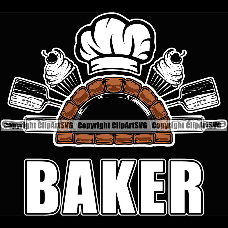 Baker Baking Bake Cook Cooking Cooker Fire Brick Oven Pizza Pizzeria White Baker Quote Text Design Element Pastry Kitchen Gourmet Restaurant Chef Art Logo Clipart SVG