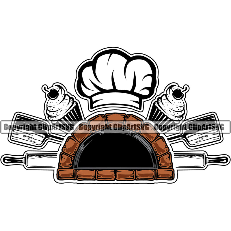Baker Baking Bake Cook Cooking Cooker Fire Brick Oven Pizza Pizzeria Pastry Food Kitchen Life Design Element Profession Professional Uniform Gourmet Restaurant Chef Art Logo Clipart SVG