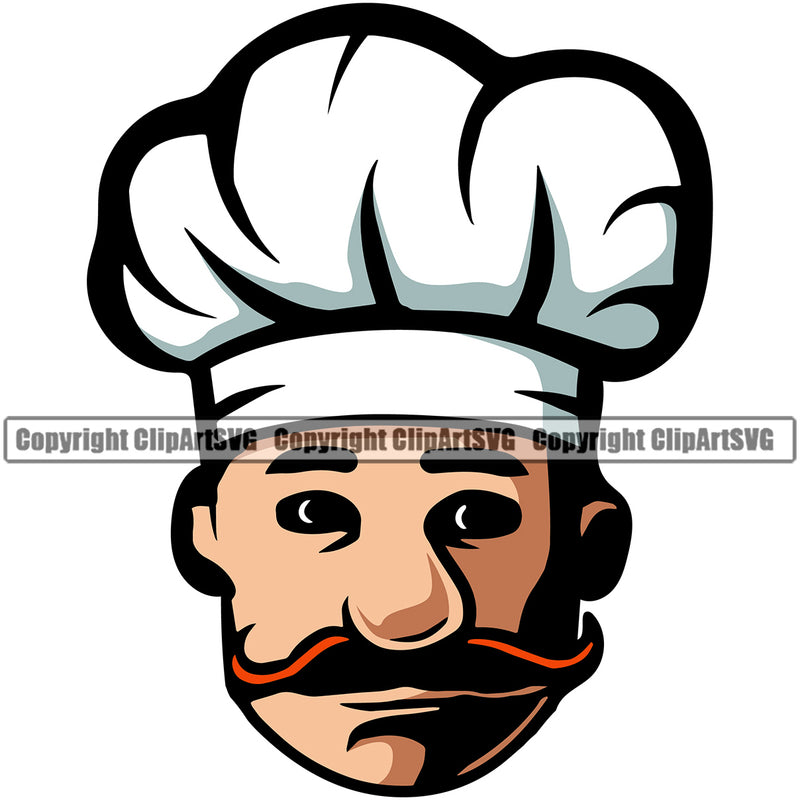 Baker Baking Bake Cook Cooking Cooker Pastry Logo Chef Smiling Face Head Design Element Food Kitchen Gourmet Restaurant Chef Art Logo Clipart SVG