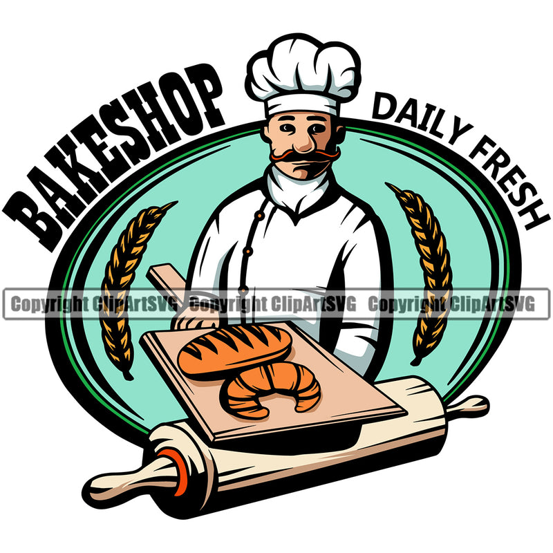 Baker Baking Bake Cook Cooking Cooker chef Pastry Food Bakeshop Baily Fresh Logo Color Design Element Kitchen Gourmet Restaurant Chef Art Logo Clipart SVG