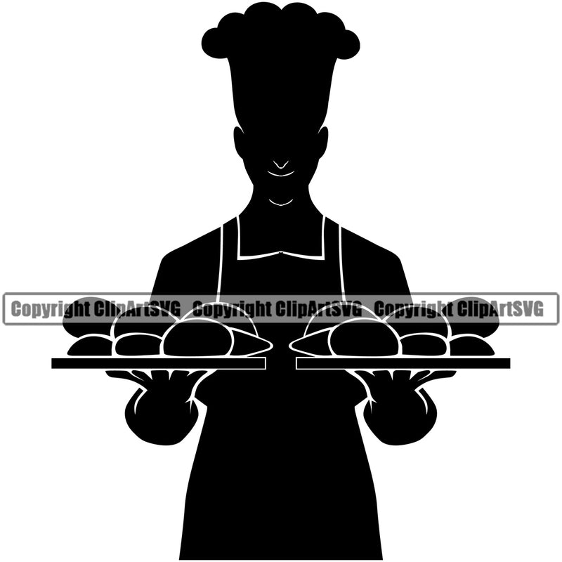 Baker Baking Bake Cook Cooking Cooker Pastry Professional Food Preparation Kitchen Gourmet Silhouette Baking Design Element Restaurant Occupation Standing Chef Art Logo Clipart SVG