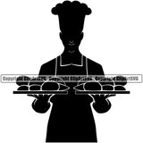 Baker Baking Bake Cook Cooking Cooker Pastry Professional Food Preparation Kitchen Gourmet Silhouette Baking Design Element Restaurant Occupation Standing Chef Art Logo Clipart SVG