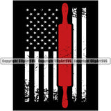 Baker Baking Bake Cook Cooking Cooker Pastry Food Kitchen Baking Rolling Pin USA Flag Design Element Black Background Gourmet Restaurant Chef Art Logo Clipart SVG