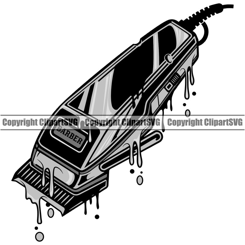 Barber Clipper Clippers Scissors Razor Shop Barbershop Hair Cut Drip Color Hairdresser Haircut Hairstyle Hairstylist Beauty Salon Beard Shave Shaving Groom Grooming Design Element Retro Vintage Business Company Logo Clipart SVG