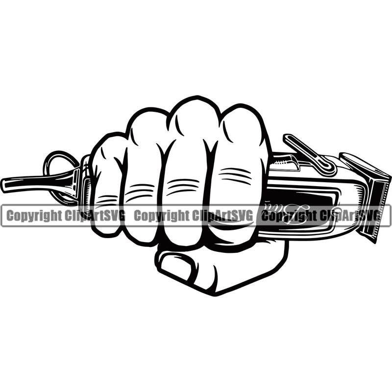 Barber Hand Holding Hair Clippers Shop Clipper Clippers Barbershop Punch Color Hair Cut Hairdresser Haircut Hairstyle Hairstylist Beauty Salon Beard Shave Shaving Groom Grooming Design Element Retro Vintage Business Company Logo Clipart SVG