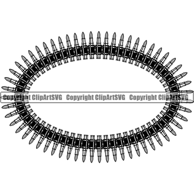 Military Army Weapon Gun Bullet Ak-47 Bullet Oval Design Element Chain Border Outline Background Design Element Art Logo Clipart SVG