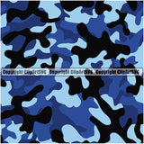Camo Camouflage Seamless Pattern Design Blue Black Camping Nature Sports Military Fashion Vector Paintball Army War Combat Clipart SVG