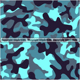 Camo Classic Seamless Pattern Design Blue Color Paintball Army War Combat Camping Nature Sports Military Fashion Clipart SVG