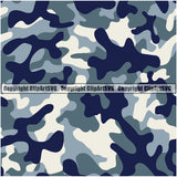 Camo Classic Seamless Pattern Design Blue Color Paintball Army War Combat Camping Sports Military Fashion Nature Vector Clipart SVG