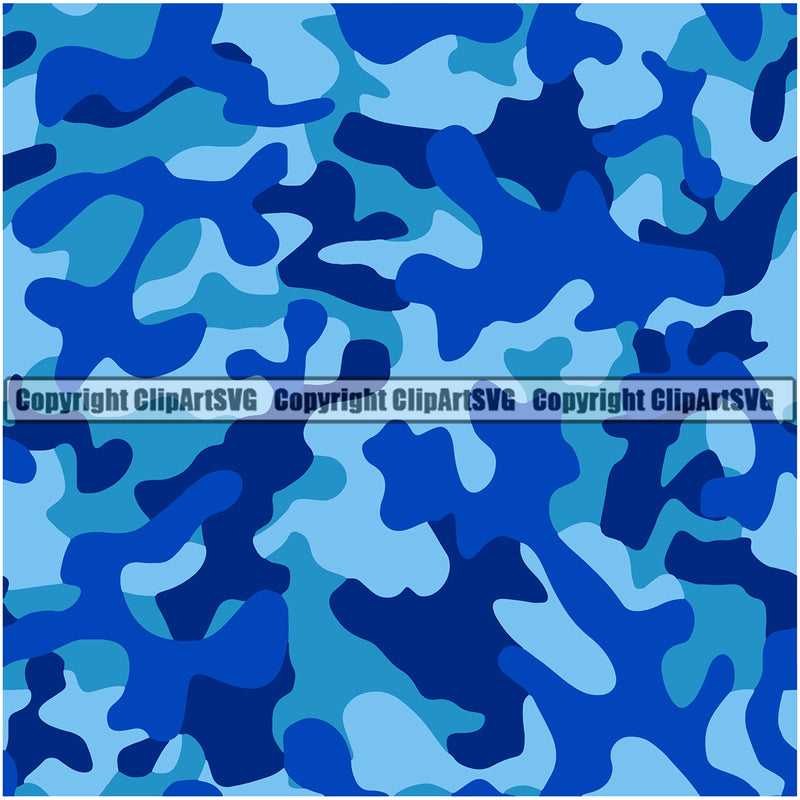 Camo Classic Seamless Pattern Design Light Blue Color Paintball Army War Combat Camping Nature Sports Military Fashion Vector Clipart SVG