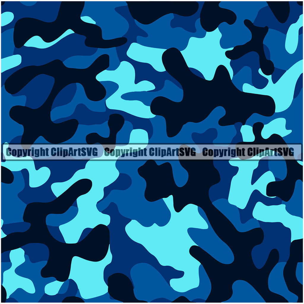 Camo Camouflage Seamless Pattern Design Blue Color Paintball Army War  Combat Camping Nature Sports Military Fashion Vector Clipart SVG – ClipArt  SVG