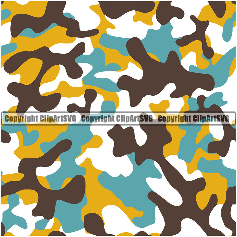 Camo Camouflage Seamless Design Pattern White Brown Black Color Hunting Vector Army War Combat Camping Nature Sports Military Fashion Clipart SVG