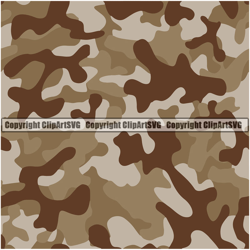 Camo Camouflage Seamless Pattern Design Army War Combat Camping Nature Sports Team Brown Color Clipart SVG