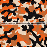 Camo Classic Seamless Pattern Design Orange And Black Color Paintball Army War Combat Camping Nature Sports Military Fashion Vector Clipart SVG
